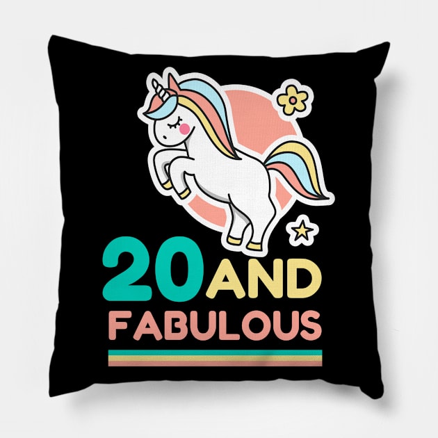 Unicorn Birthday 20 And Fabulous Pillow by Funkrafstik