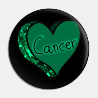 Emerald Green Cancer Star Sign Love Heart Pin