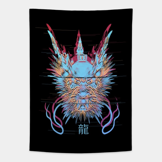 Glitched dragon Tapestry by Blacklinesw9