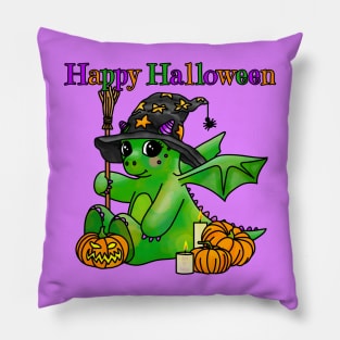 Happy Halloween says the Little Halloween Dragon Pillow