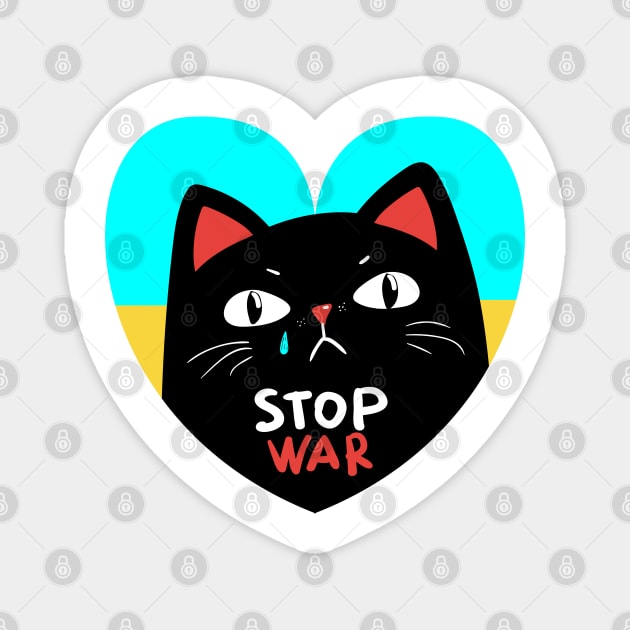 Stop war banner, poster, flyer, card, badge or sticker print design with grumpy black cat Magnet by Marysha_art