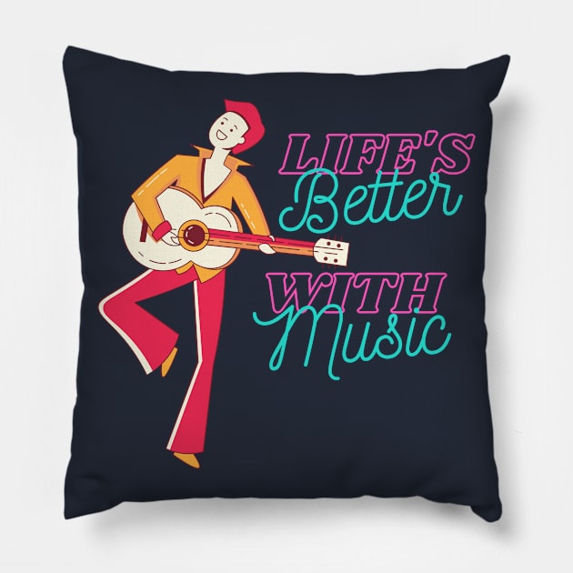 Musician Lover Quote - Life's better with Music Pillow by Moshi Moshi Designs