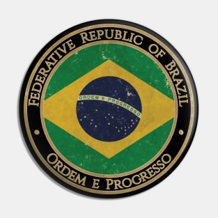 Vintage Federative Republic of Brazil USA South America United States Flag Pin
