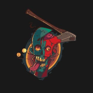 Halloween Zombie Head with an ax in its head T-Shirt