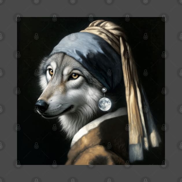 Wildlife Conservation - Pearl Earring Gray Wolf Meme by Edd Paint Something