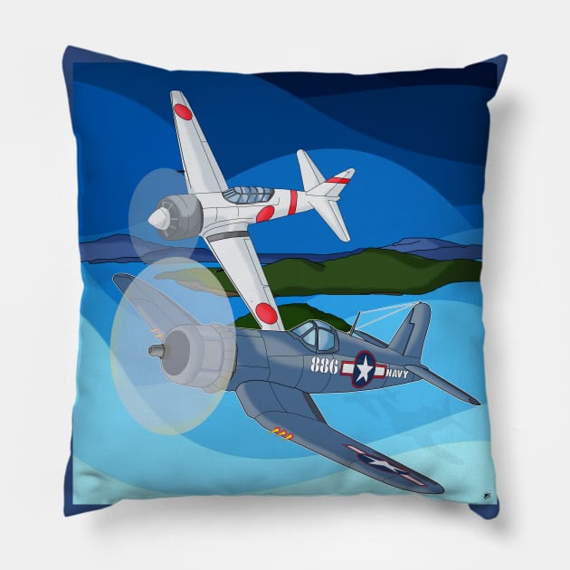 F4U Corsair VS Zero Pillow by lytebound