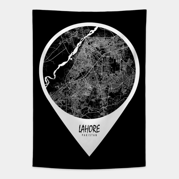 Lahore, Pakistan City Map - Travel Pin Tapestry by deMAP Studio