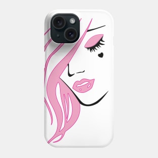 EGirl silhouette pink with closed eyes Phone Case