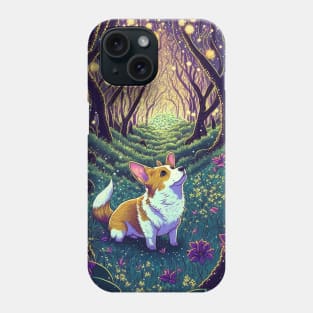 Corgi in an enchanted forest Phone Case