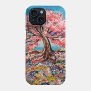 Painted Cherry Blossom Tree Flower Field Phone Case