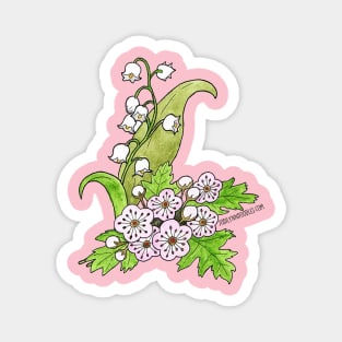 May Birth Flower - Lilly of the Valley and Hawthorn Magnet