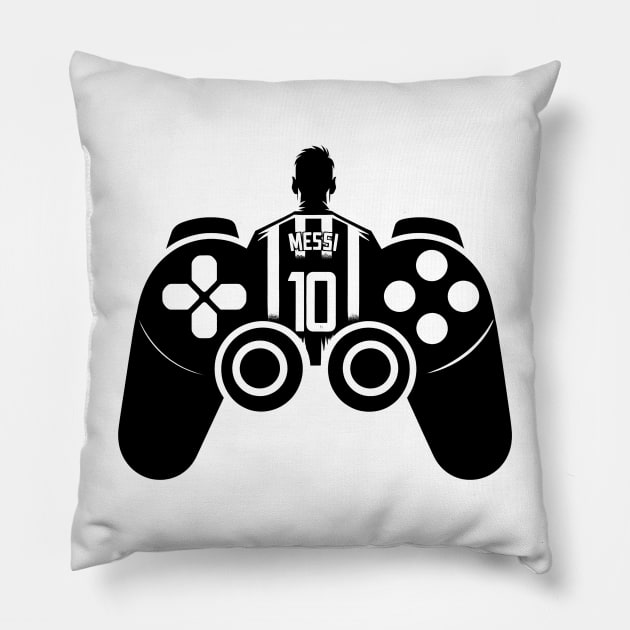 GameOn Messi 10 Edition - Futuristic Gaming Football Inter Miami Pillow by GamerStamps