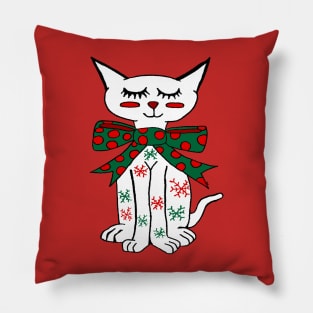 Cute Holiday Snowflake Cat Pillow