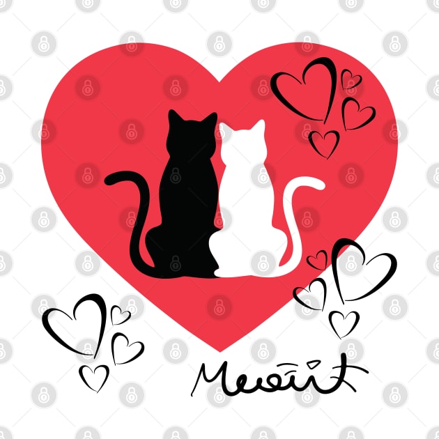 CAT COUPLE RED HEART VALENTINES DAY by Rightshirt