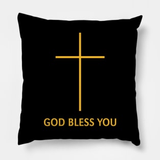 God Bless You (Christian Blessing / Religion / Gold) Pillow