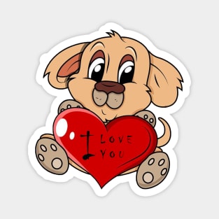 Dog love, I love you, cute, heart, valentine, romance, dog Magnet