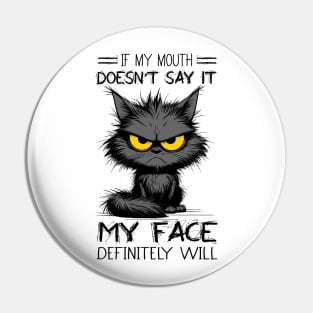 Cat If My Mouth Doesn't Say It My Face Definitely Will Funny Sarcastic Pin