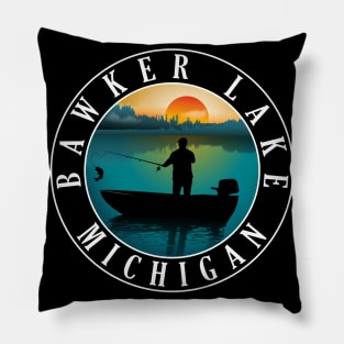 Bawker Lake Fishing Michigan Sunset Pillow