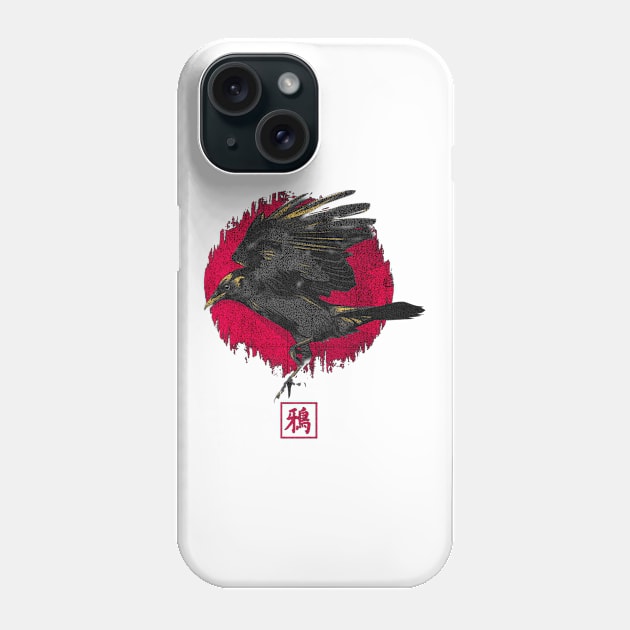 japanese crow bird Phone Case by MustGoon