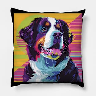 Bernese Mountain Dog in 70's Pillow