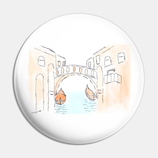 Urban landscape. Venice. Watercolor, art decoration, sketch. Illustration hand drawn modern Pin