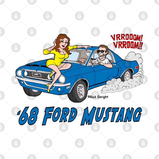 1968 Blue Ford Mustang Cartoon by AceToons