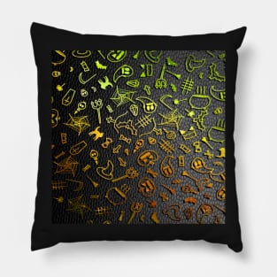 Halloween Pattern: Ghosts, Witches Hats, Bats, Witch Broom Cute Fall Design Autumn Pillow