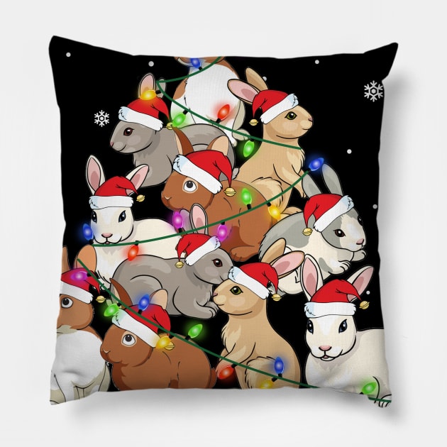 Bunny Christmas Cute Bunny Xmas Pillow by Dunnhlpp