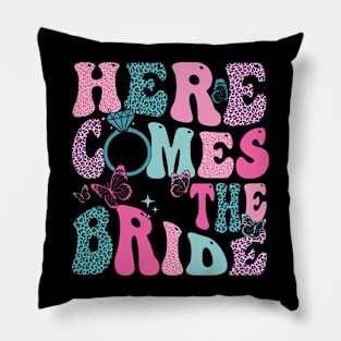 Here Come The Bride Party Retro Groovy Bachelorette Matching Pillow