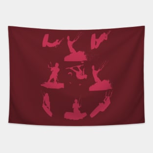 Kitesurf Silhouette Photo Montage Viva Magenta Pattern Tapestry