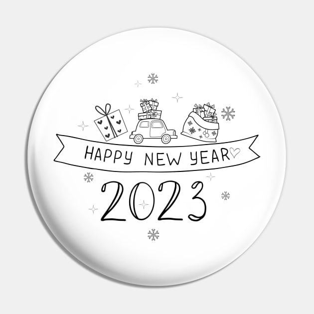 Happy New Year 2023 Pin by TextureMerch