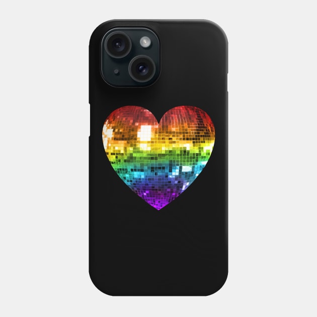 Rainbow Disco Ball Heart Phone Case by Art by Deborah Camp