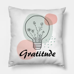 Gratitude floral light bulb, inspirational meanings Pillow