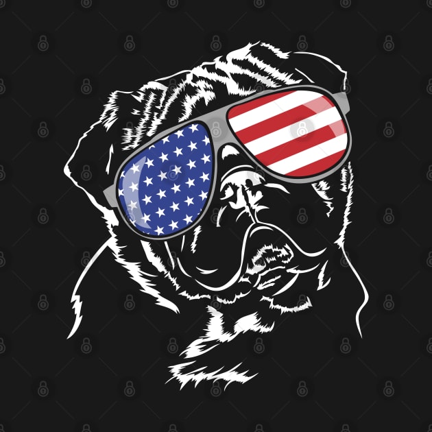 Proud Pug American Flag sunglasses patriotic dog by wilsigns