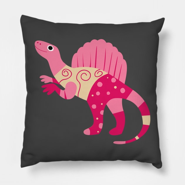 Beautiful Cute Hand painted colorful Dinosaur illustration - best gift for Animal lovers! Pillow by Anonic