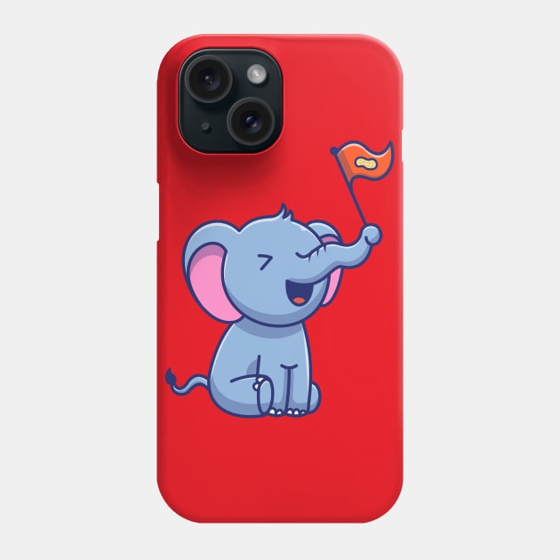 Cute Elephant With Nut Flag Cartoon Phone Case by Catalyst Labs