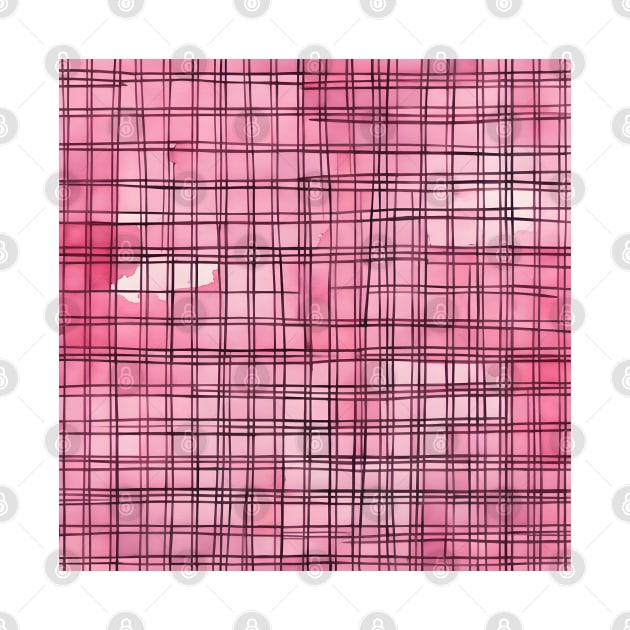 Geometric Grid Pattern, handdrawn, pink and black by craftydesigns