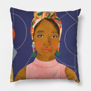 Portrait of a Turban Beauty Pillow