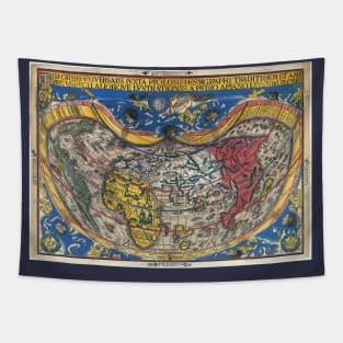 Antique Heart Shaped World Map by Petrus Apianus, 1520 Tapestry