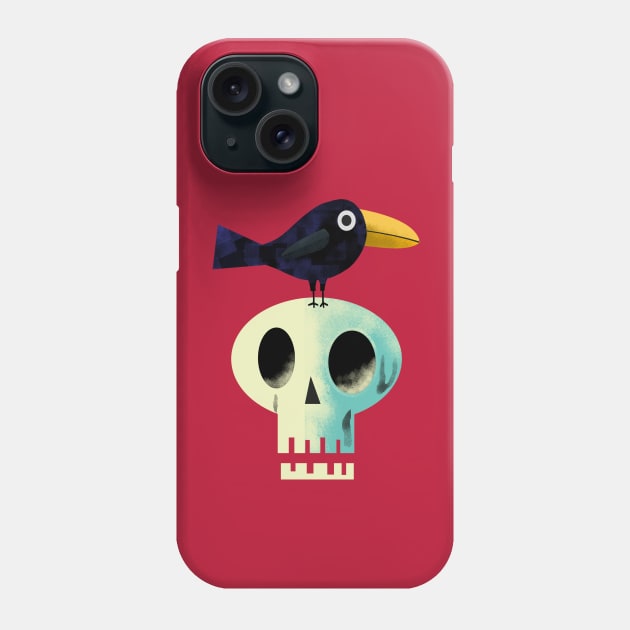 A Crow and a Skull Phone Case by Scratch