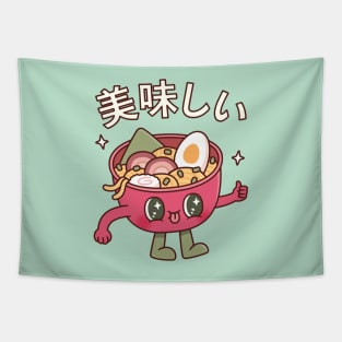 Cute Bowl Of Japanese Ramen Noodles Oishii Tapestry