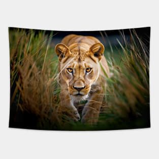 Lioness in the Grass Tapestry