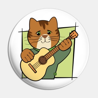 Cat Playing Guitar Music Pin