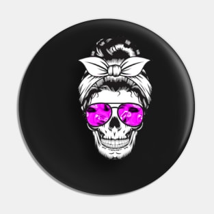 Tough chick skull Pin