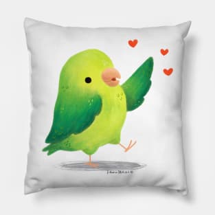 Parrotlet bird with hearts Pillow