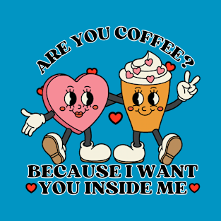 Coffee Funny Cartoon Mascot Retro Valentine T-Shirt