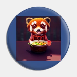 Kawaii Red Panda Eating Ramen Pin