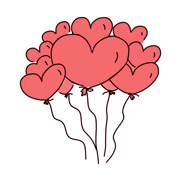 Adorable Heart Balloons Doodle by Korry