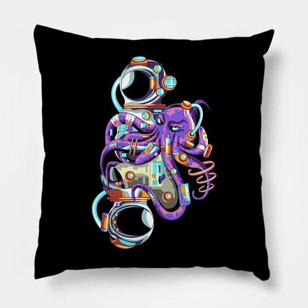 octopus space astronaut Pillow by stylegraphic