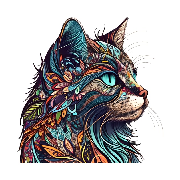 Cat Boho Vintage Lover Design by Danielle Shipp